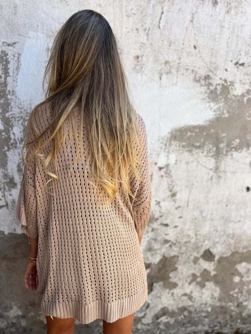 Jona | V - hals gehaakte Top - Gehaakte dames top - Khaki - #Calora#