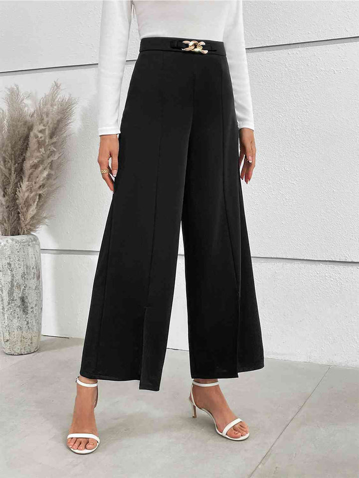 CALORA_ Kettingdetail Split Wijde Broek