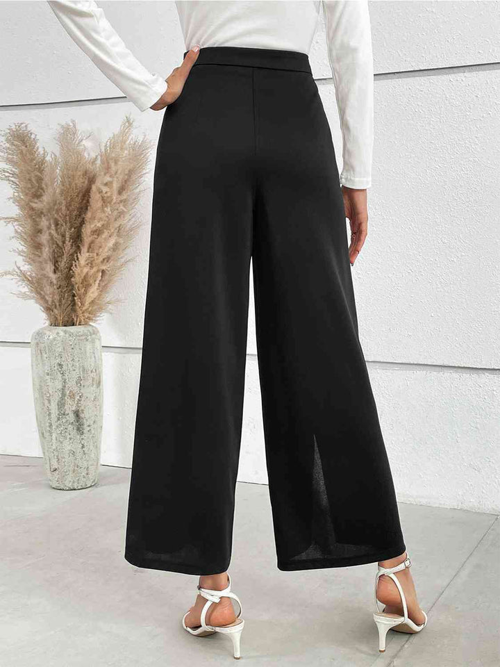CALORA_ Kettingdetail Split Wijde Broek