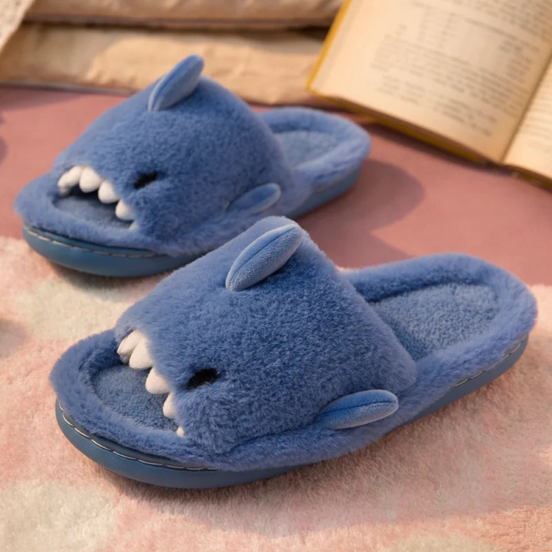 CALORA_ Fluffies | Winter Warme Pantoffels Plush Haai Slippers Dames Kinderen