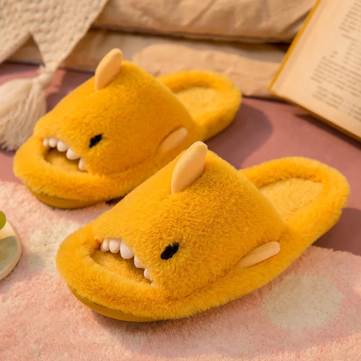 CALORA_ Fluffies | Winter Warme Pantoffels Plush Haai Slippers Dames Kinderen