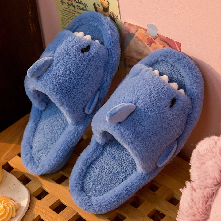 CALORA_ Fluffies | Winter Warme Pantoffels Plush Haai Slippers Dames Kinderen