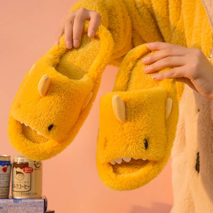 CALORA_ Fluffies | Winter Warme Pantoffels Plush Haai Slippers Dames Kinderen