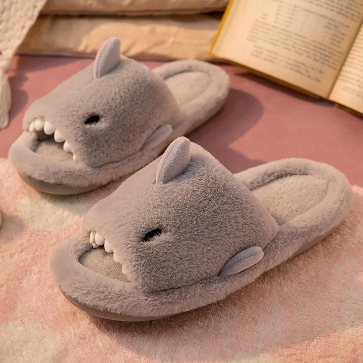 CALORA_ Fluffies | Winter Warme Pantoffels Plush Haai Slippers Dames Kinderen