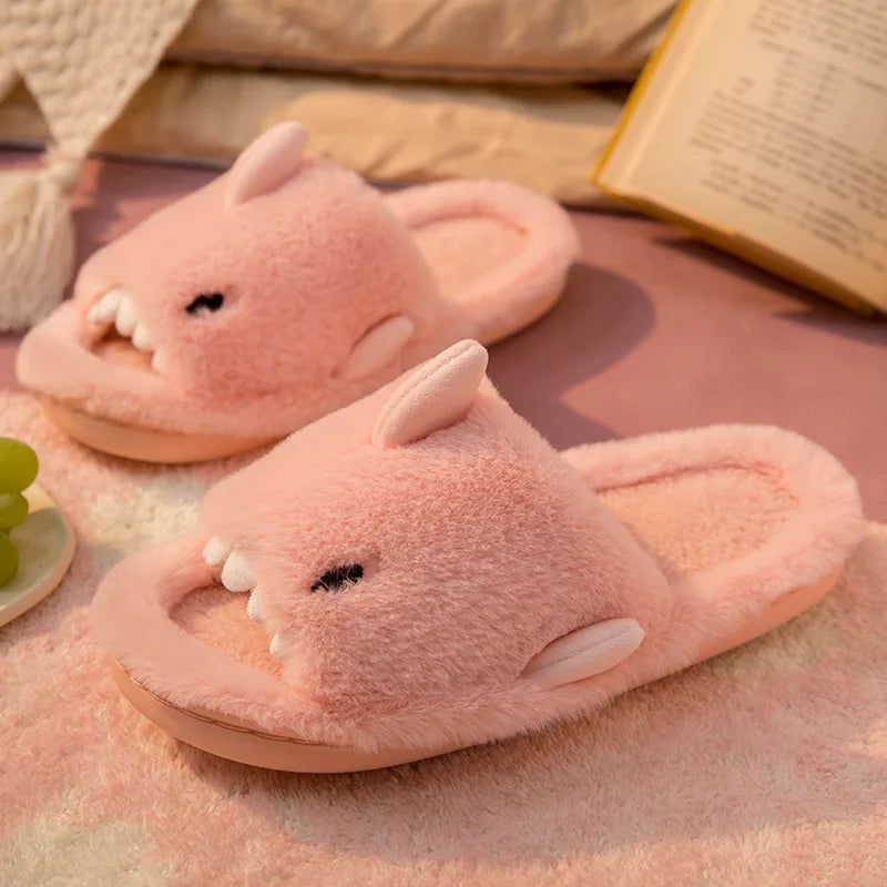 CALORA_ Fluffies | Winter Warme Pantoffels Plush Haai Slippers Dames Kinderen