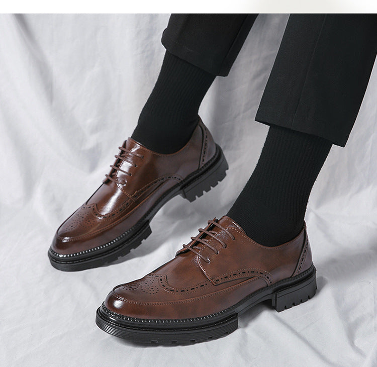 CALORA_ Klassieke Britse Brogue Heren Schoenen – Trendy Leren Casual Stijl
