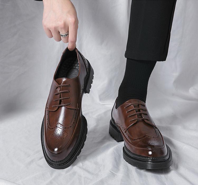 CALORA_ Klassieke Britse Brogue Heren Schoenen – Trendy Leren Casual Stijl
