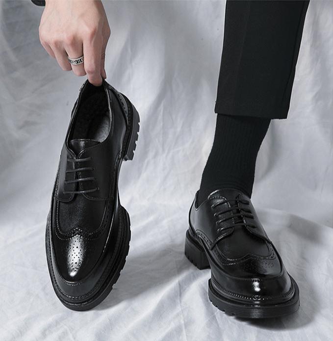 CALORA_ Klassieke Britse Brogue Heren Schoenen – Trendy Leren Casual Stijl