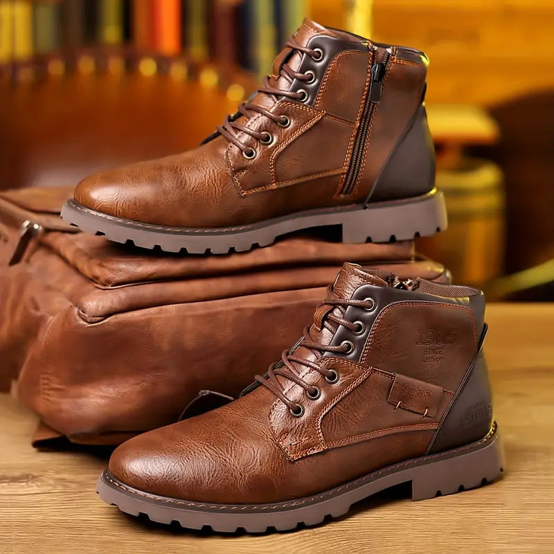 CALORA_ Klassieke Heren Leren Laarzen met Zijritsen voor Comfort en Stijl