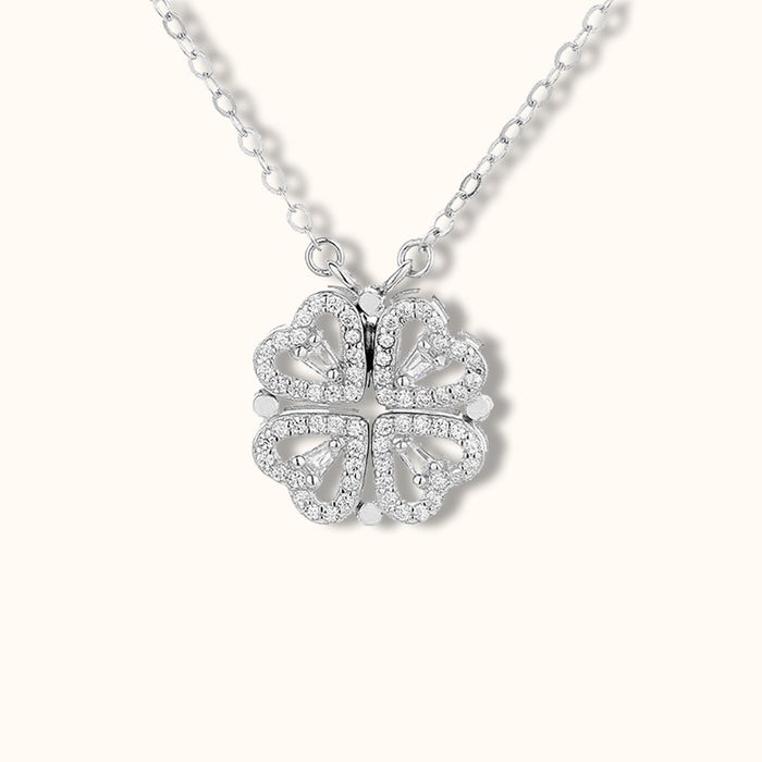 CALORA_ Kleeblatt en Hart Halsketting met Magnetische Veranderfunctie