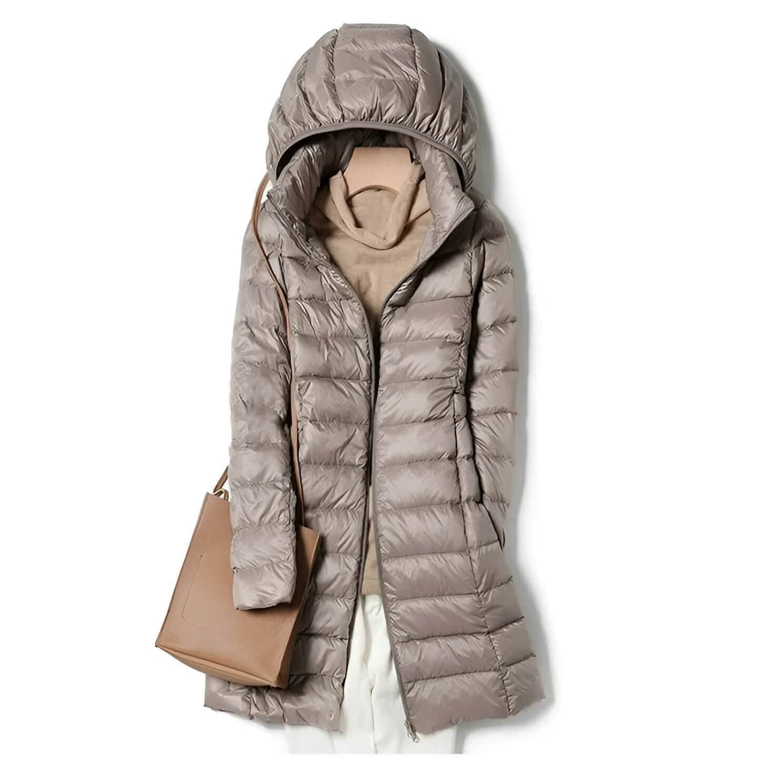 CALORA_ Lange Dames Donsjas met Capuchon