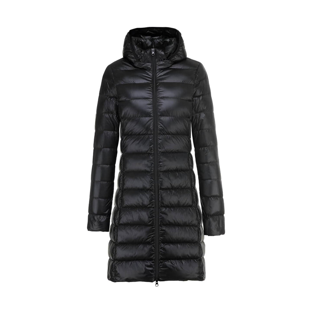 CALORA_ Lange Dames Donsjas met Capuchon