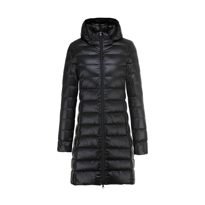 CALORA_ Lange Dames Donsjas met Capuchon
