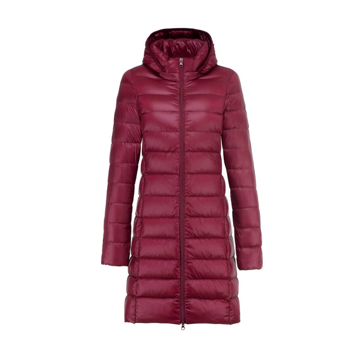 CALORA_ Lange Dames Donsjas met Capuchon
