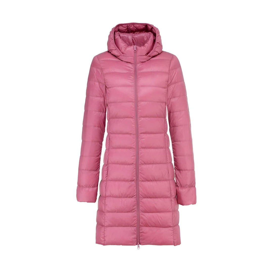 CALORA_ Lange Dames Donsjas met Capuchon