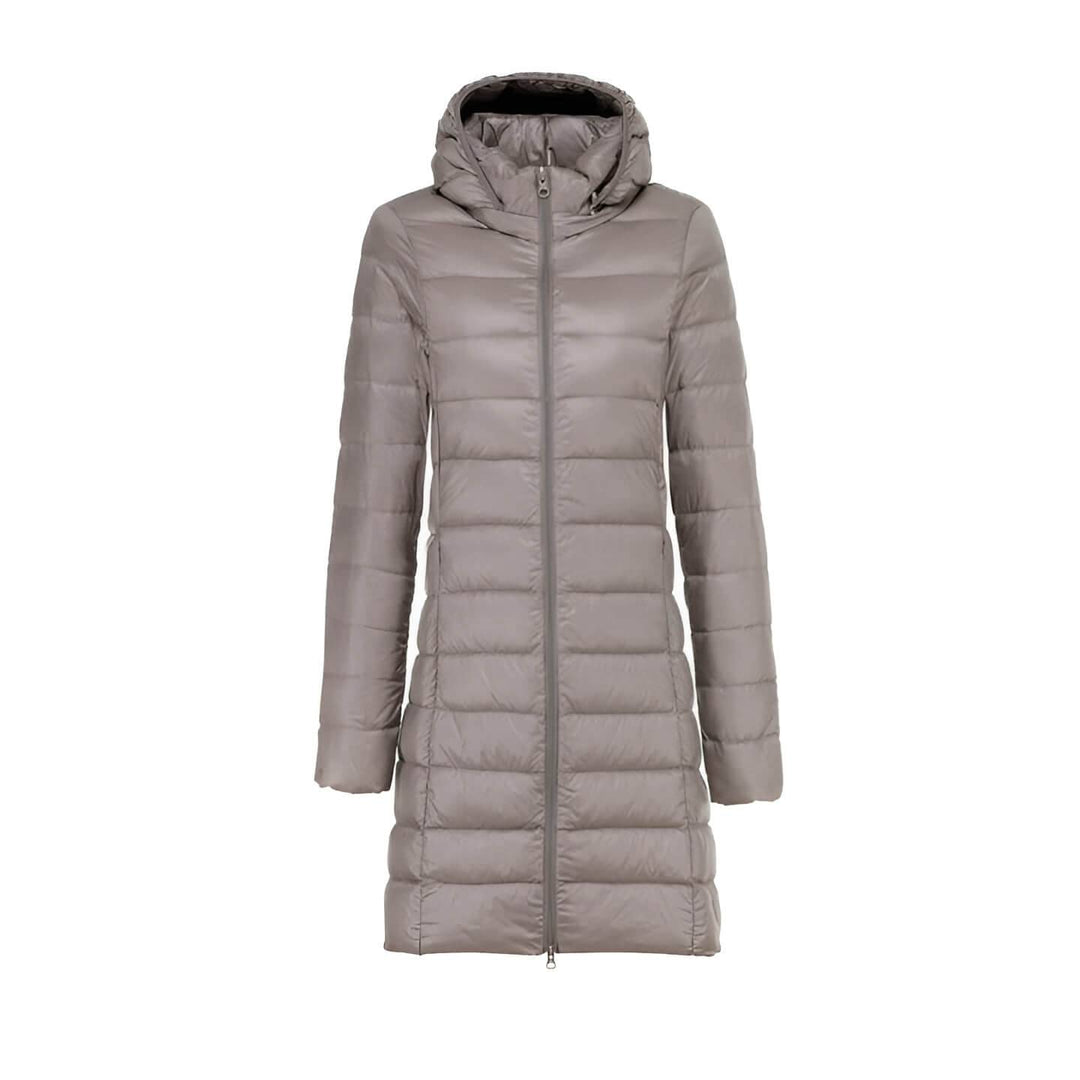 CALORA_ Lange Dames Donsjas met Capuchon