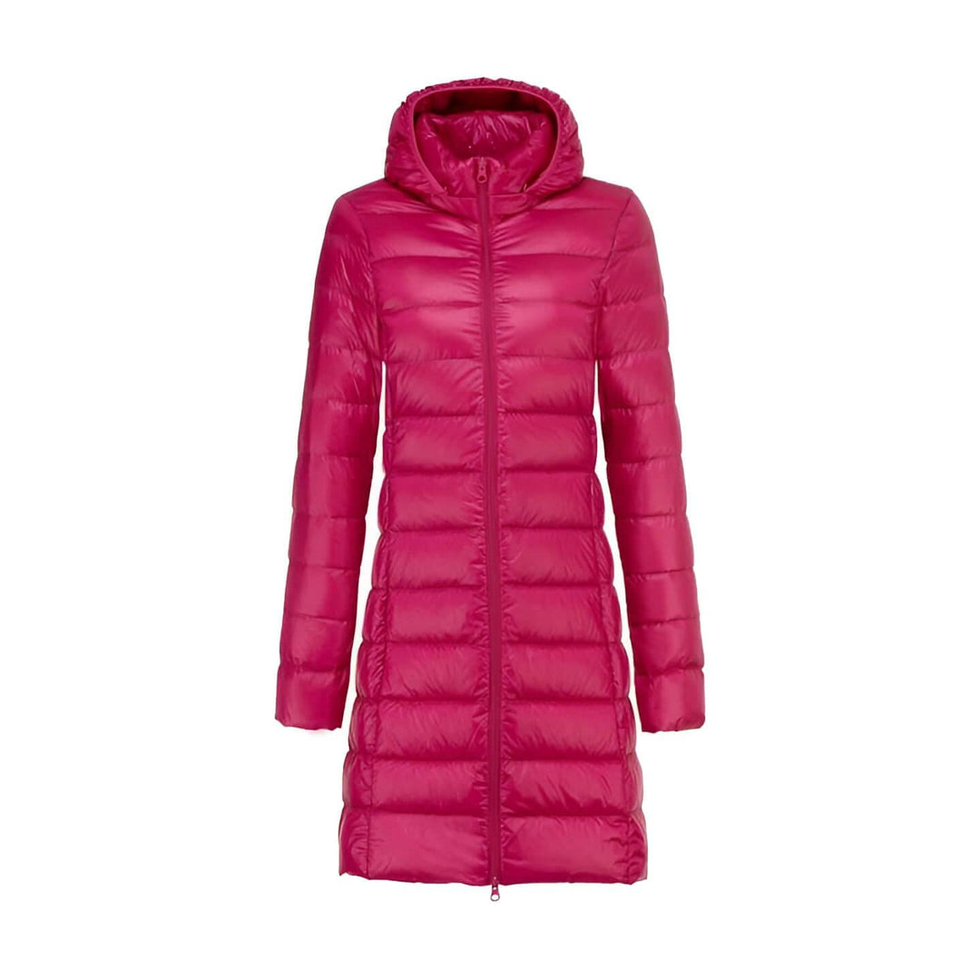 CALORA_ Lange Dames Donsjas met Capuchon