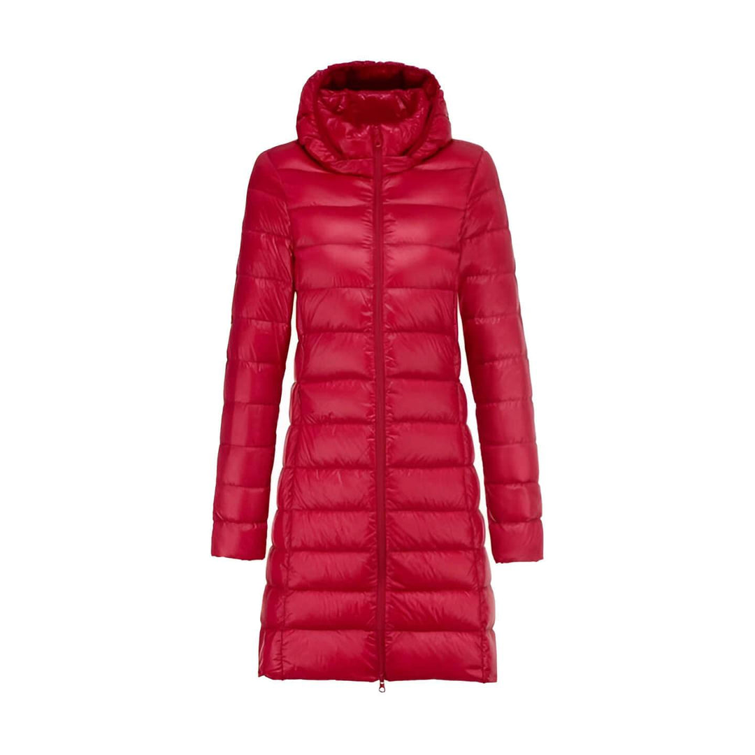 CALORA_ Lange Dames Donsjas met Capuchon