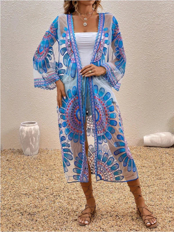 CALORA_ Lange Duster Kimono met Boho Print en Lichtgewicht Stof
