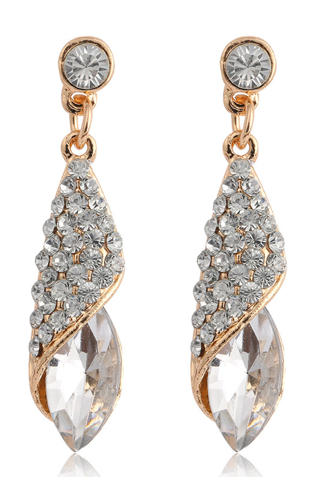 CALORA_ Lange Kristal Dangle Oorbellen