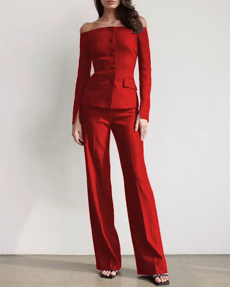 CALORA_ Láure Miron | Elegante Button Up overhemd en broek set