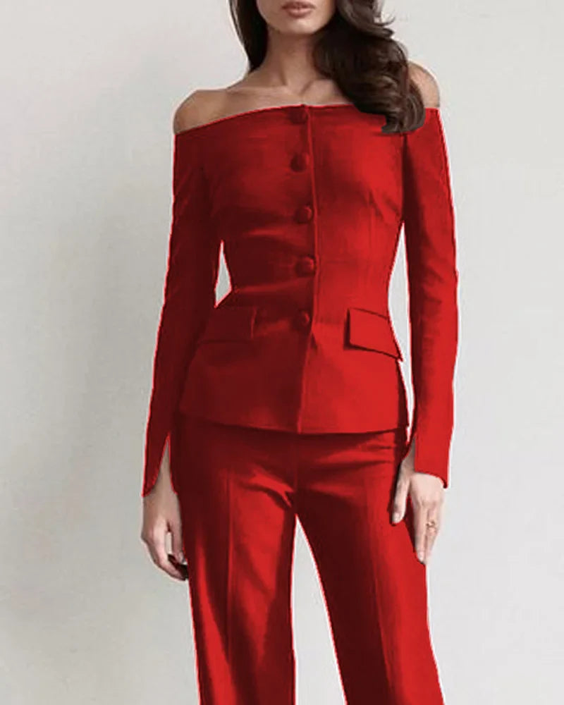 CALORA_ Láure Miron | Elegante Button Up overhemd en broek set