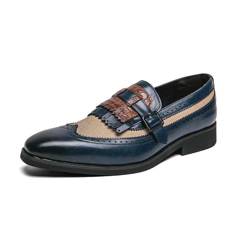 CALORA_ Leren Brogues met Franje en Sleek Gesp voor Dames en Heren
