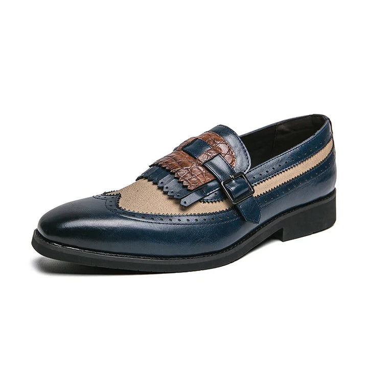 CALORA_ Leren Brogues met Franje en Sleek Gesp voor Dames en Heren