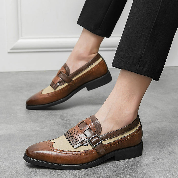 CALORA_ Leren Brogues met Franje en Sleek Gesp voor Dames en Heren
