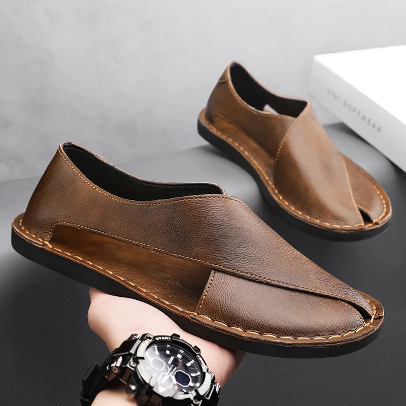 CALORA_ Leren Crossover Sandalen voor Casual en Elegante Zomerlook