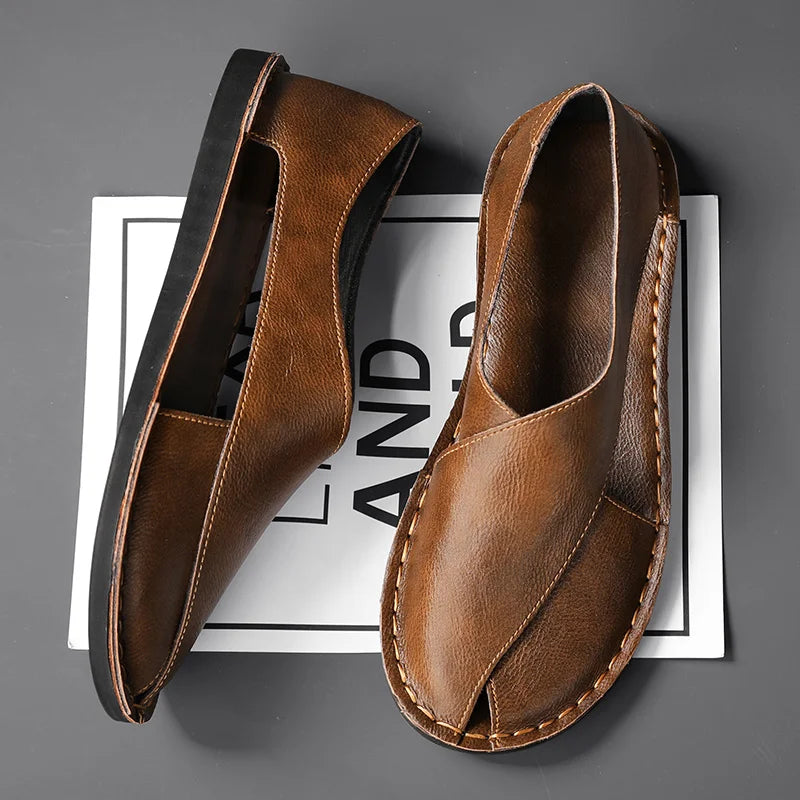 CALORA_ Leren Crossover Sandalen voor Casual en Elegante Zomerlook