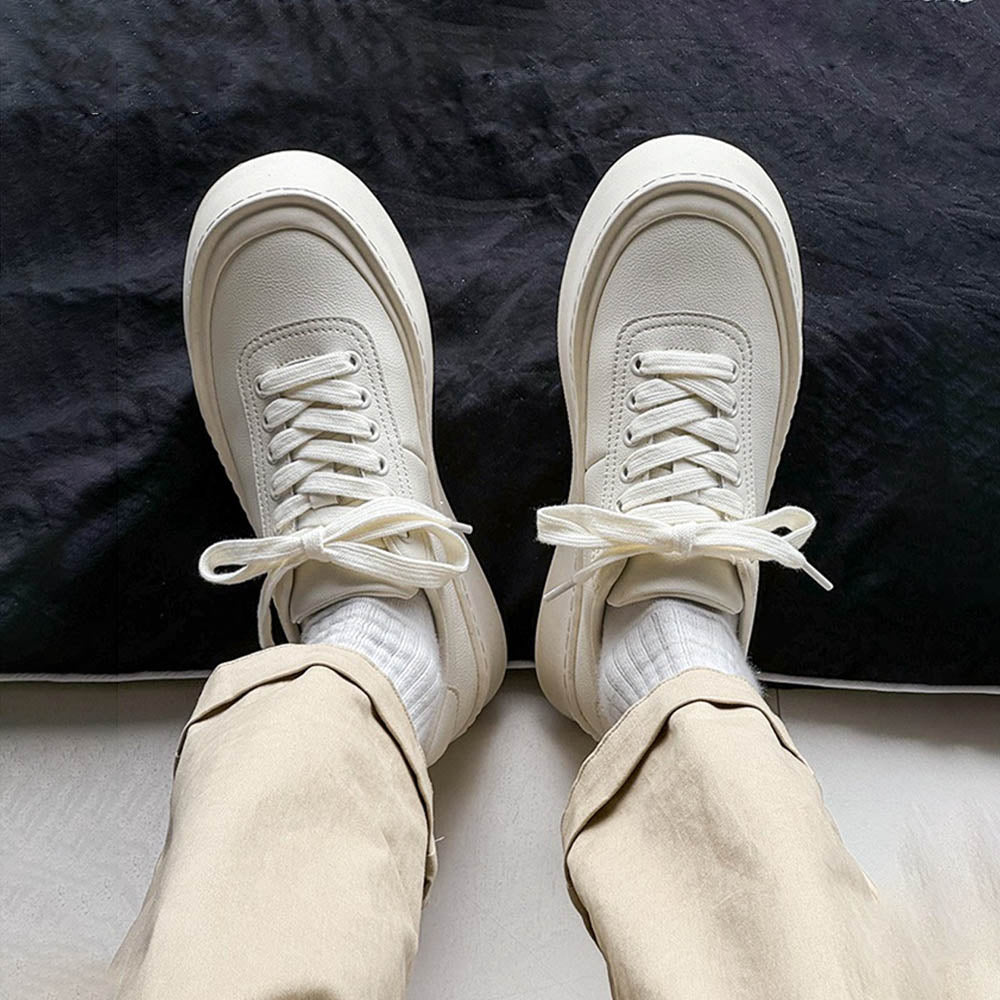CALORA_ Leren Witte Sneakers voor heren