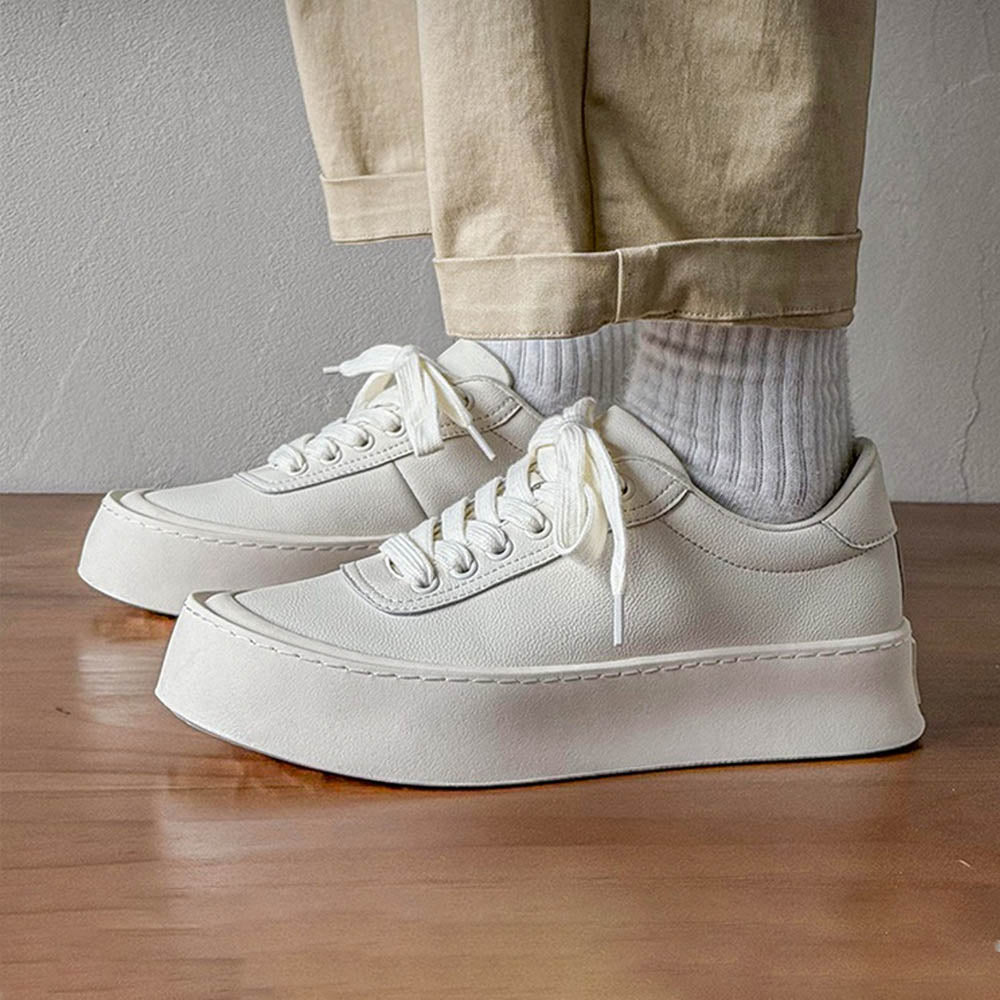 CALORA_ Leren Witte Sneakers voor heren