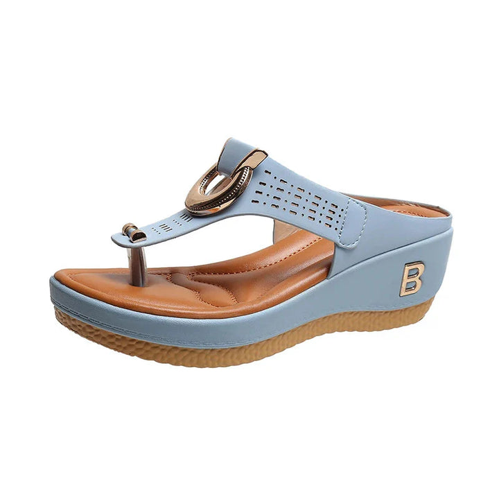 CALORA_ Leren Zomer Sandalen met Gemiddelde Hakhoogte van 3 tot 5 cm