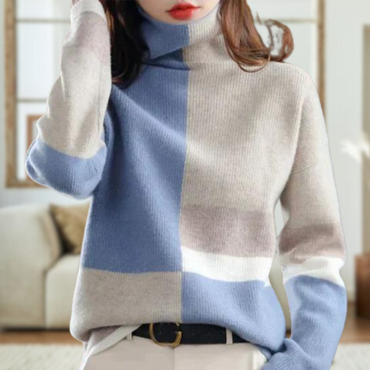 CALORA_ Lineva | Elegante blauw-witte combinatietrui
