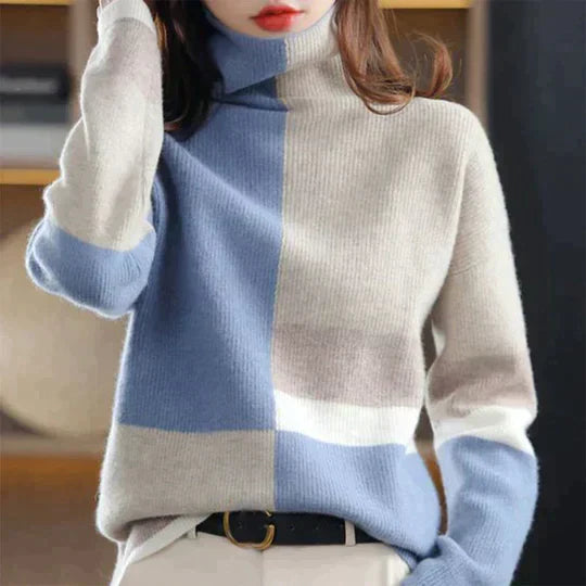 CALORA_ Lineva | Elegante blauw-witte combinatietrui