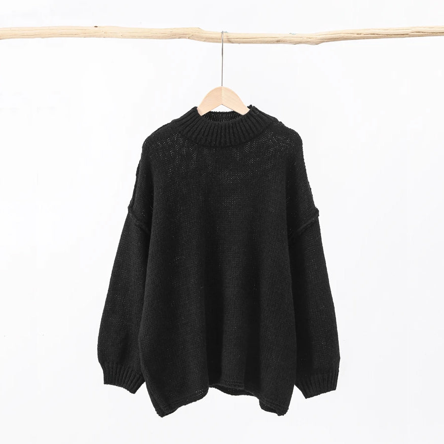 CALORA_ Losse Oversized ronde hals gebreide trui