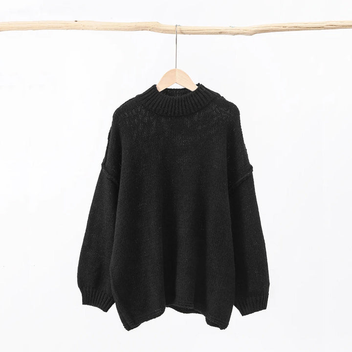 CALORA_ Losse Oversized ronde hals gebreide trui