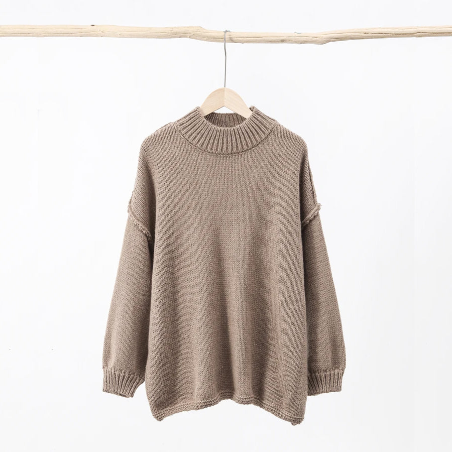 CALORA_ Losse Oversized ronde hals gebreide trui