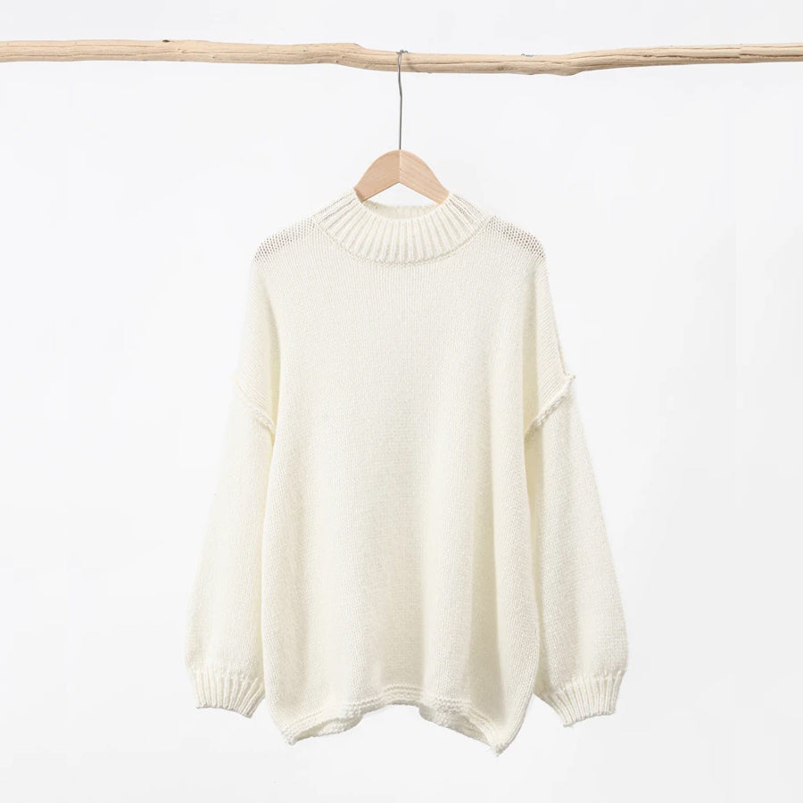 CALORA_ Losse Oversized ronde hals gebreide trui