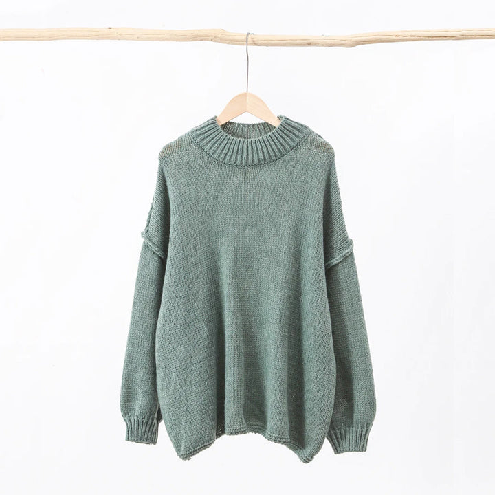 CALORA_ Losse Oversized ronde hals gebreide trui