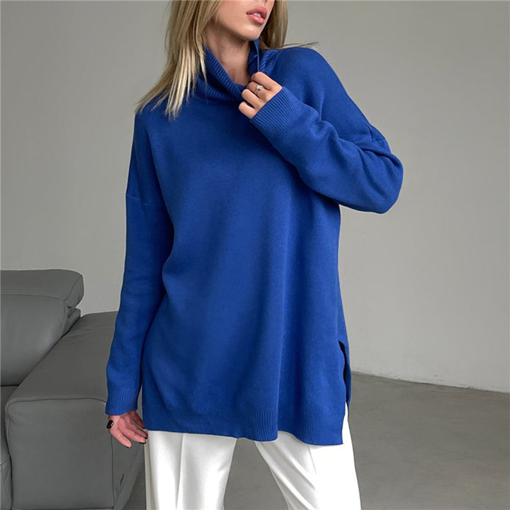 CALORA_ Losse gebreide Sweater met hoge hals