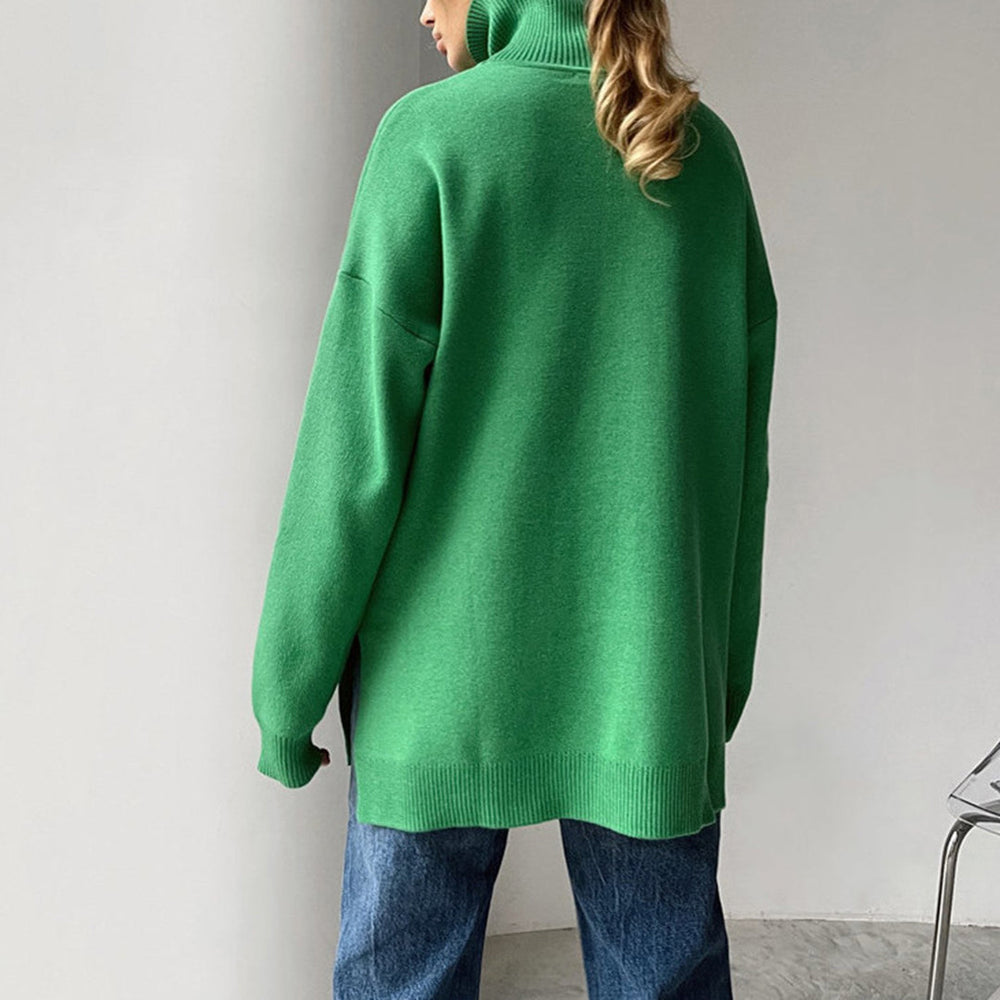 CALORA_ Losse gebreide Sweater met hoge hals
