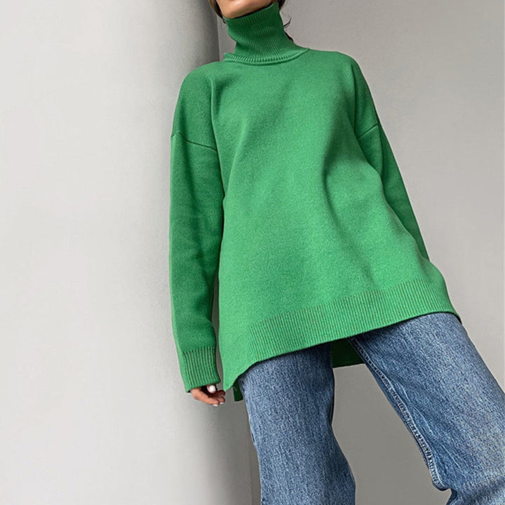 CALORA_ Losse gebreide Sweater met hoge hals