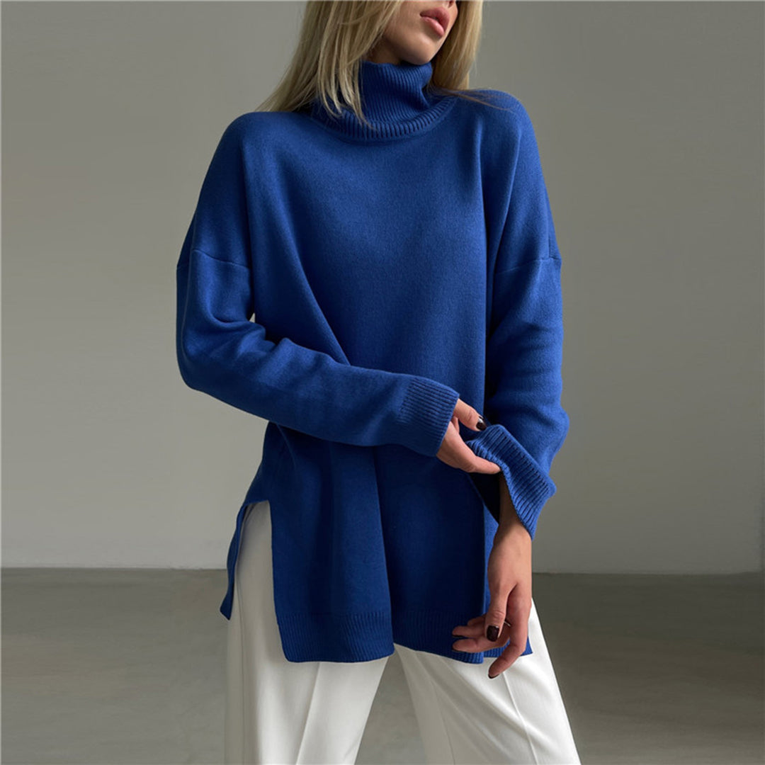 CALORA_ Losse gebreide Sweater met hoge hals