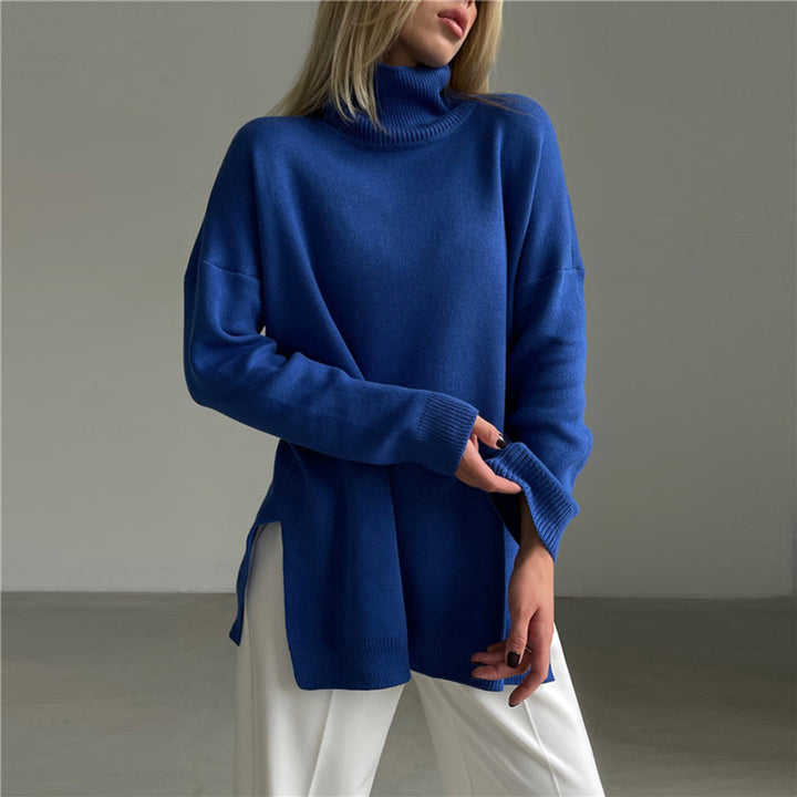 CALORA_ Losse gebreide Sweater met hoge hals