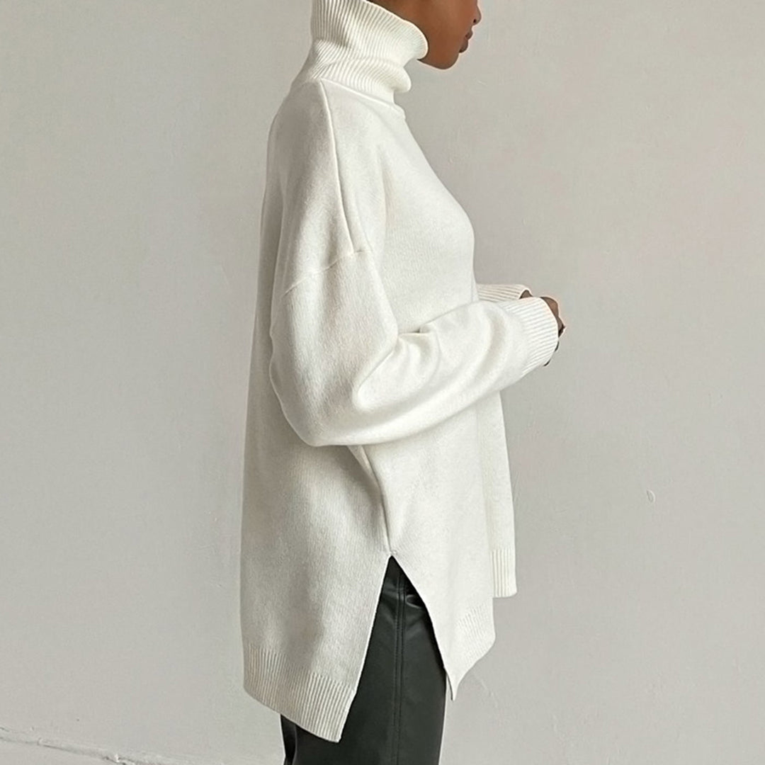CALORA_ Losse gebreide Sweater met hoge hals