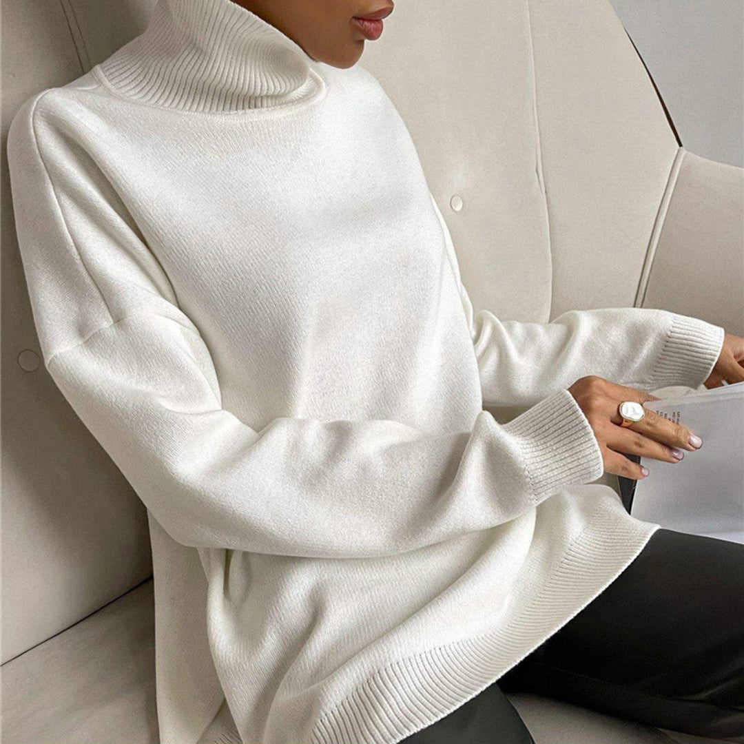 CALORA_ Losse gebreide Sweater met hoge hals
