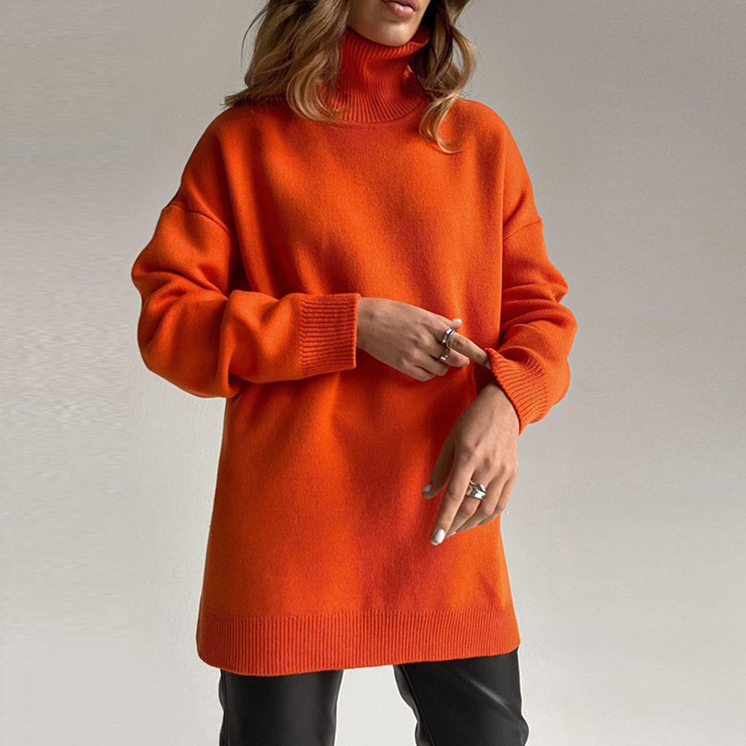 CALORA_ Losse gebreide Sweater met hoge hals