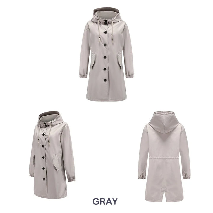 CALORA_ Luce | Trenchcoat met Capuchon en knopen